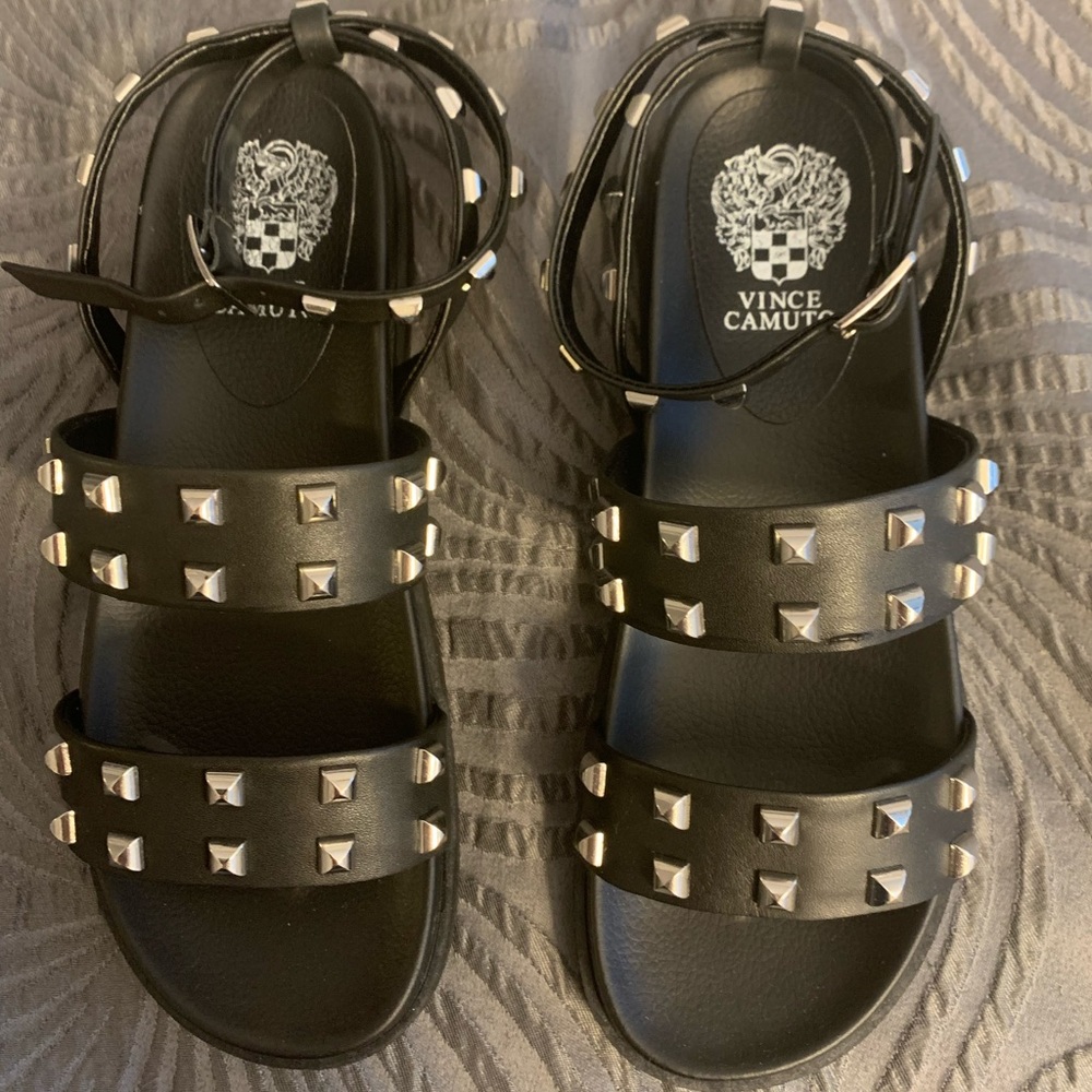 Vince Camuto Studded Flat Leather Sandals